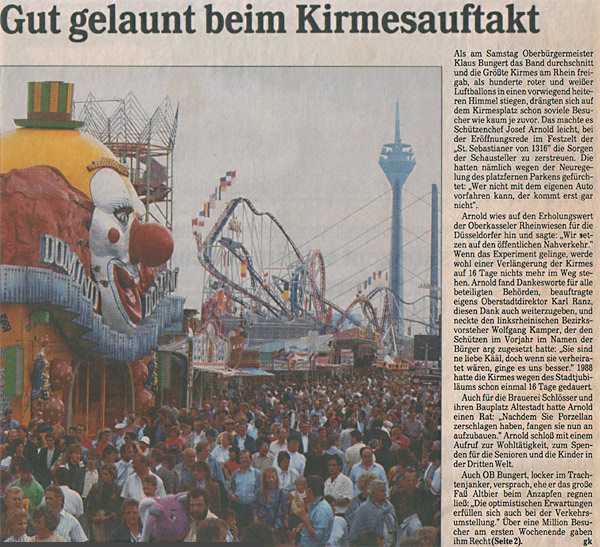 Presseartikel Düsseldorfer Rheinkirmes 1989